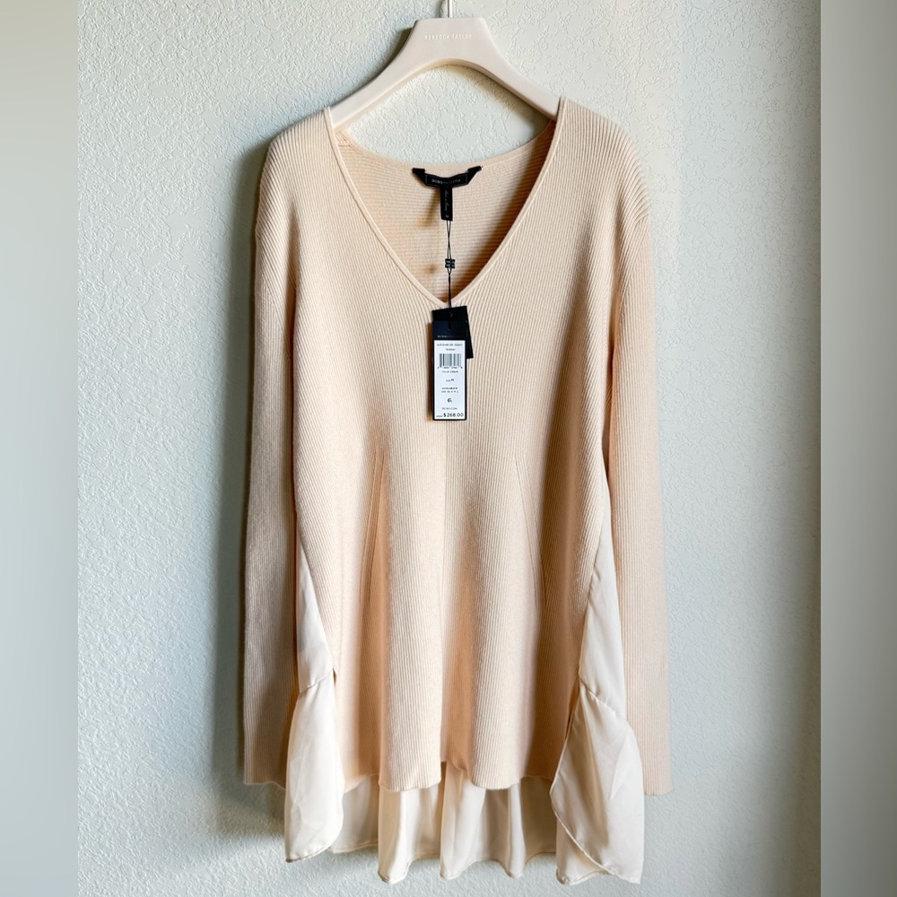 BCBGMAXAZRIA Women's Cream Shona Knit V-Neck Sweater